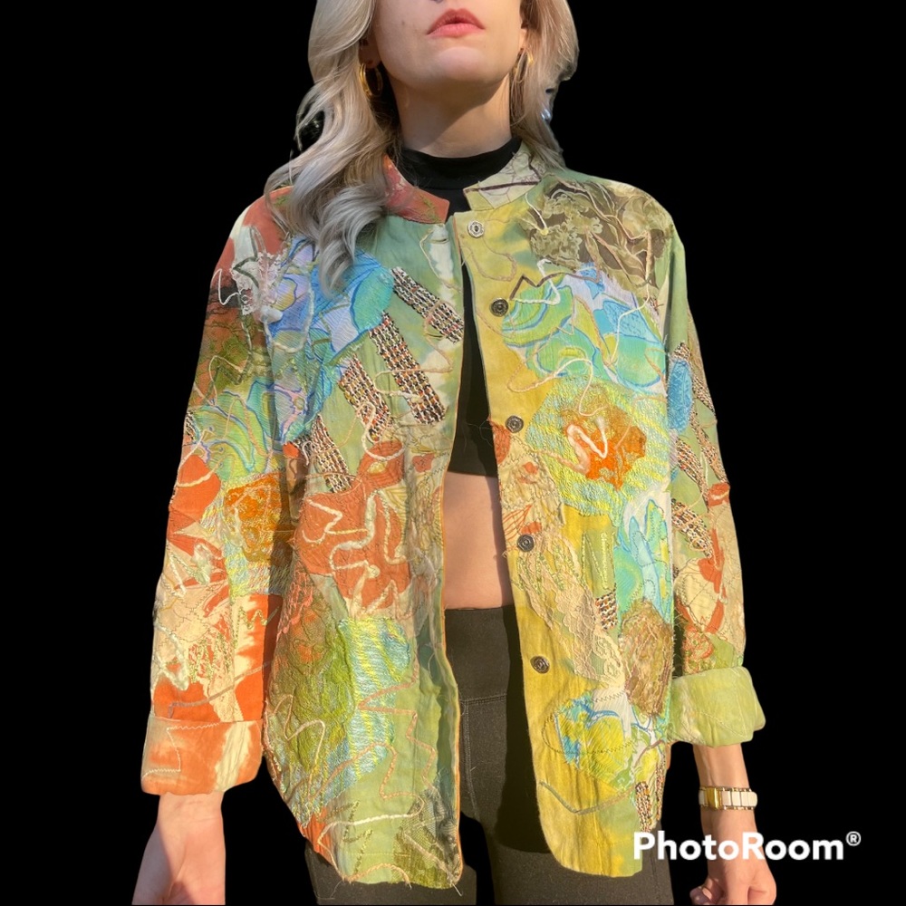 Abstract Vintage Pattern Jacket Coat - image 3